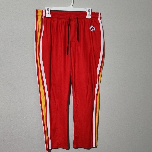 NFL Kansas City Chiefs Sweatpants L Mens Lounge Red Striped Team Apparel - Picture 1 of 10